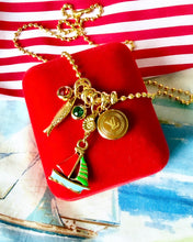 Load image into Gallery viewer, Repurposed Brown &amp; Gold Louis Vuitton Coin Nautical Charm Necklace