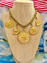 Load image into Gallery viewer, Repurposed Two~Tone Red Enameled Iconic Medusa &amp; Removable Shell Charms Necklace