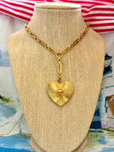 Load image into Gallery viewer, Repurposed Versace Medusa Coin Fluted Heart Lariat Necklace