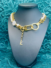 Load image into Gallery viewer, Repurposed Louis Vuitton Clasp Double Stranded Freshwater Pearl Necklace