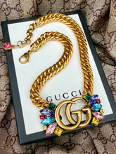 Load image into Gallery viewer, X~Large Repurposed Gucci Multicolored Crystal Pavé Hardware Adjustable Necklace