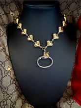 Load image into Gallery viewer, Repurposed Gucci Horsebit &amp; Retro Puffy Heart Chain Two~Tone Necklace