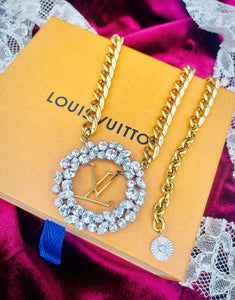 *Very Rare*Large Repurposed Crystal Louis Vuitton Hardware & Swarovski Crystal Accent Necklace