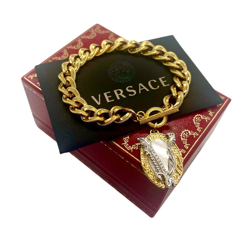 Repurposed Versace Two~Tone Barroco Virtus Charm Bracelet