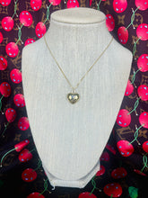 Load image into Gallery viewer, Medium Repurposed Louis Vuitton Black &amp; Gold Signature Logo Heart Charm Necklace