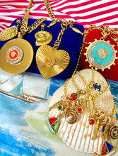 Load image into Gallery viewer, Repurposed Two~Tone Red Enameled Iconic Medusa &amp; Removable Shell Charms Necklace