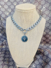 Load image into Gallery viewer, Repurposed *Rare* Gucci Knight Coin  &amp; Crystal Bee Carabiner Necklace