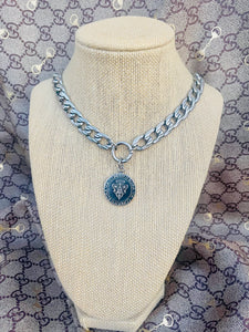 Repurposed *Rare* Gucci Knight Coin  & Crystal Bee Carabiner Necklace