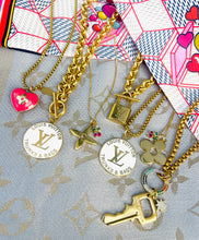 Load image into Gallery viewer, Repurposed Large Louis Vuitton Trunks &amp; Bags White~Gold Reversible Toggle Necklace