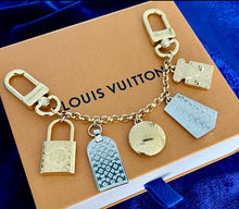 Load image into Gallery viewer, Repurposed Large Louis Vuitton Disc &amp; Cherry/Snowflake Charm Necklace