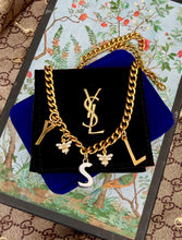 Load image into Gallery viewer, Repurposed Yves Saint Laurent Floating Letter Charms Mixed Metal Necklace