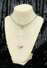 Load image into Gallery viewer, Repurposed Gucci Hardware Tag and Heart Charm Necklace