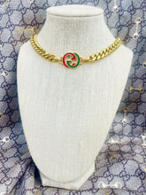 Load image into Gallery viewer, *Rare* Repurposed Interlocking GG Red &amp; Green Enameled Charm Necklace