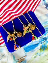 Load image into Gallery viewer, Repurposed Brown &amp; Gold Louis Vuitton Coin Nautical Charm Necklace