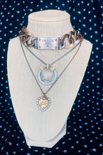 Load image into Gallery viewer, Repurposed Gucci Keyring &amp; Crystal Puffy Heart Necklace