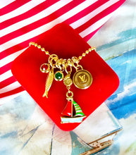 Load image into Gallery viewer, Repurposed Brown &amp; Gold Louis Vuitton Coin Nautical Charm Necklace