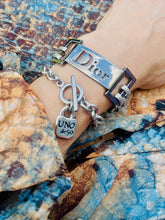 Load image into Gallery viewer, Repurposed Uno de 50 Sterling Padlock Toggle Bracelet