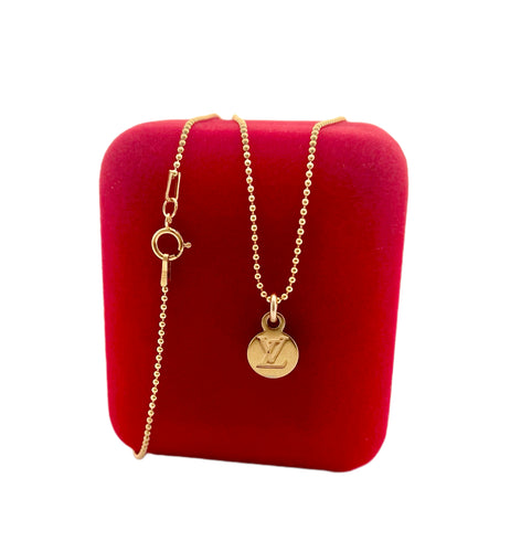 Repurposed Mini Louis Vuitton Signature Logo Necklace