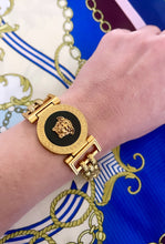 Load image into Gallery viewer, *Very Rare* Stunning Large Repurposed Gold &amp; Black Versace Medusa Hardware Vintage Bracelet