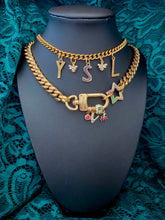 Load image into Gallery viewer, Repurposed Yves Saint Laurent Floating Letter Charms Mixed Metal Necklace
