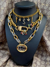 Load image into Gallery viewer, Repurposed Yves Saint Laurent Floating Letter Charms Mixed Metal Necklace