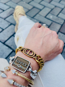 Repurposed Christian Dior CD Charm Chunky Toggle Clasp Bracelet