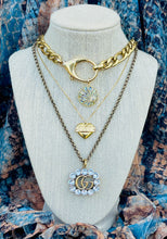 Load image into Gallery viewer, Repurposed Louis Vuitton Clasp &amp; Celestial Abalone Shell Charm Necklace