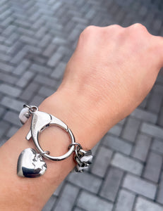 Repurposed LV KeyClasp Polished Ceramic Link Bracelet