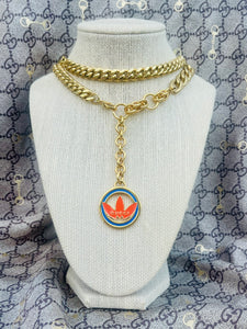 *Rare* Repurposed Gucci X Adidas Collab Blue & Orange Enameled 3~in~1 Convertible Chain Belt/Necklace