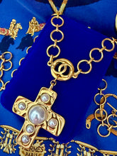 Load image into Gallery viewer, *Very Rare* X~Large Repurposed 1980’s *New Vintage* CC Coin &amp; Cross Statement Necklace