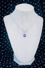 Load image into Gallery viewer, Repurposed Silver &amp; Magenta Louis Vuitton Signature Flower Logo Necklace