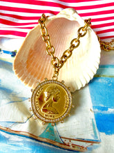 Load image into Gallery viewer, *Very Rare*Repurposed 1980’s Turquoise Versace Button &amp; Removable Charm Necklace