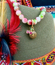 Load image into Gallery viewer, Repurposed Cafe &amp; Gold Tone Louis Vuitton Coin Hand~Beaded 8mm Tourmaline Necklace
