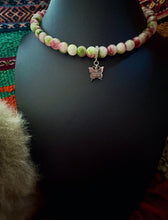 Load image into Gallery viewer, Repurposed .925 Sterling Gucci Butterfly Charm Hand~Beaded 8mm Tourmaline Necklace