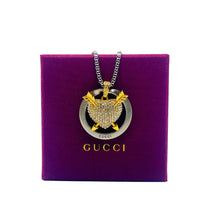 Load image into Gallery viewer, Repurposed Gucci Keyring &amp; Crystal Puffy Heart Necklace