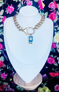 Repurposed Louis Vuitton Keyclasp & Removable Celestial Lapis Lucky Charm