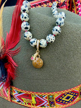 Load image into Gallery viewer, Repurposed Cafe &amp; Gold Tone Louis Vuitton Coin Hand~Beaded 8mm Jasper Necklace
