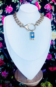 Repurposed Louis Vuitton Keyclasp & Removable Celestial Lapis Lucky Charm