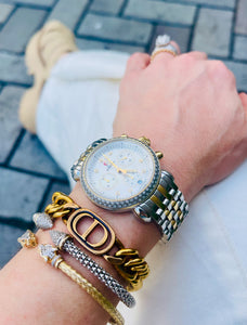 Repurposed Christian Dior CD Charm Chunky Toggle Clasp Bracelet
