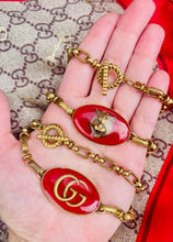 Load image into Gallery viewer, *Very Rare*Repurposed Interlocking GG Gucci Red &amp; Gold Tone Vintage Necklace 📍Small Chip ~Priced Accordingly (see pic #5)