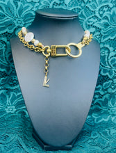 Load image into Gallery viewer, Repurposed Louis Vuitton Clasp Double Stranded Freshwater Pearl Necklace