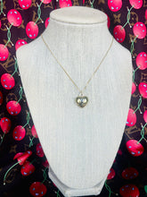 Load image into Gallery viewer, Medium Repurposed Louis Vuitton Black &amp; Gold Signature Logo Heart Charm Necklace