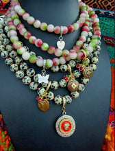 Load image into Gallery viewer, Repurposed .925 Sterling Gucci Butterfly Charm Hand~Beaded 8mm Tourmaline Necklace