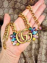Load image into Gallery viewer, X~Large Repurposed Gucci Multicolored Crystal Pavé Hardware Adjustable Necklace