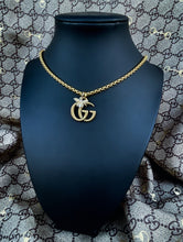 Load image into Gallery viewer, Repurposed Gold Medium Interlocking GG &amp; Bee Charm Gucci Necklace