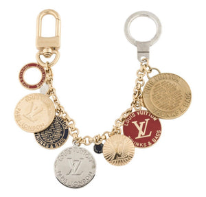 Repurposed Louis Vuitton Keyring & Enameled Butterfly Charm Necklace