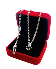 Load image into Gallery viewer, Repurposed Gucci Mini Heart Charm &amp; Sterling Chain Necklace