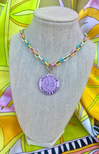 Load image into Gallery viewer, X~Large Repurposed Light Pink &amp; Gold Louis Vuitton Trunks &amp; Bags Coin Necklace