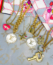 Load image into Gallery viewer, Repurposed Large Louis Vuitton Trunks &amp; Bags White~Gold Reversible Necklace