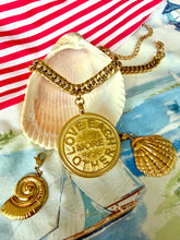 Load image into Gallery viewer, Repurposed Two~Tone Red Enameled Iconic Medusa &amp; Removable Shell Charms Necklace